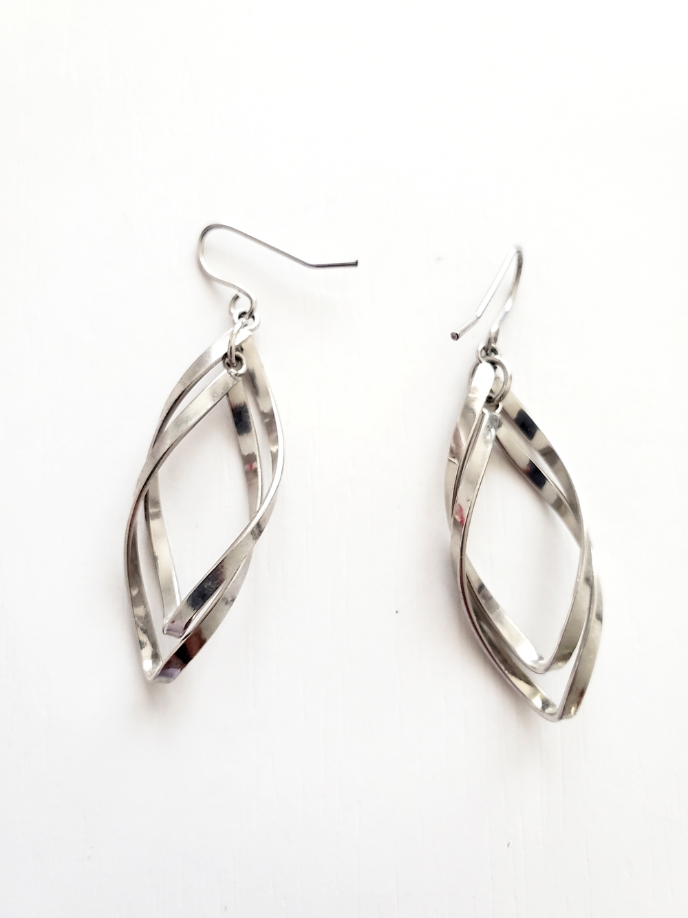 Twisted Silver Drop Earrings - Women Jewelry